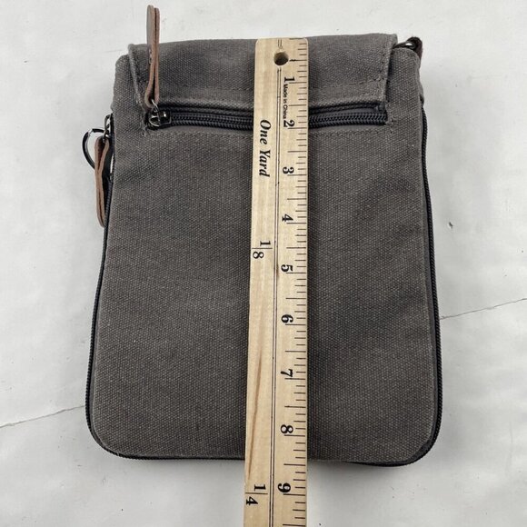 Sechunk Travel Crossbody Shoulder Bag Gray Canvas Front Flap Multiple Pockets - Picture 11 of 11